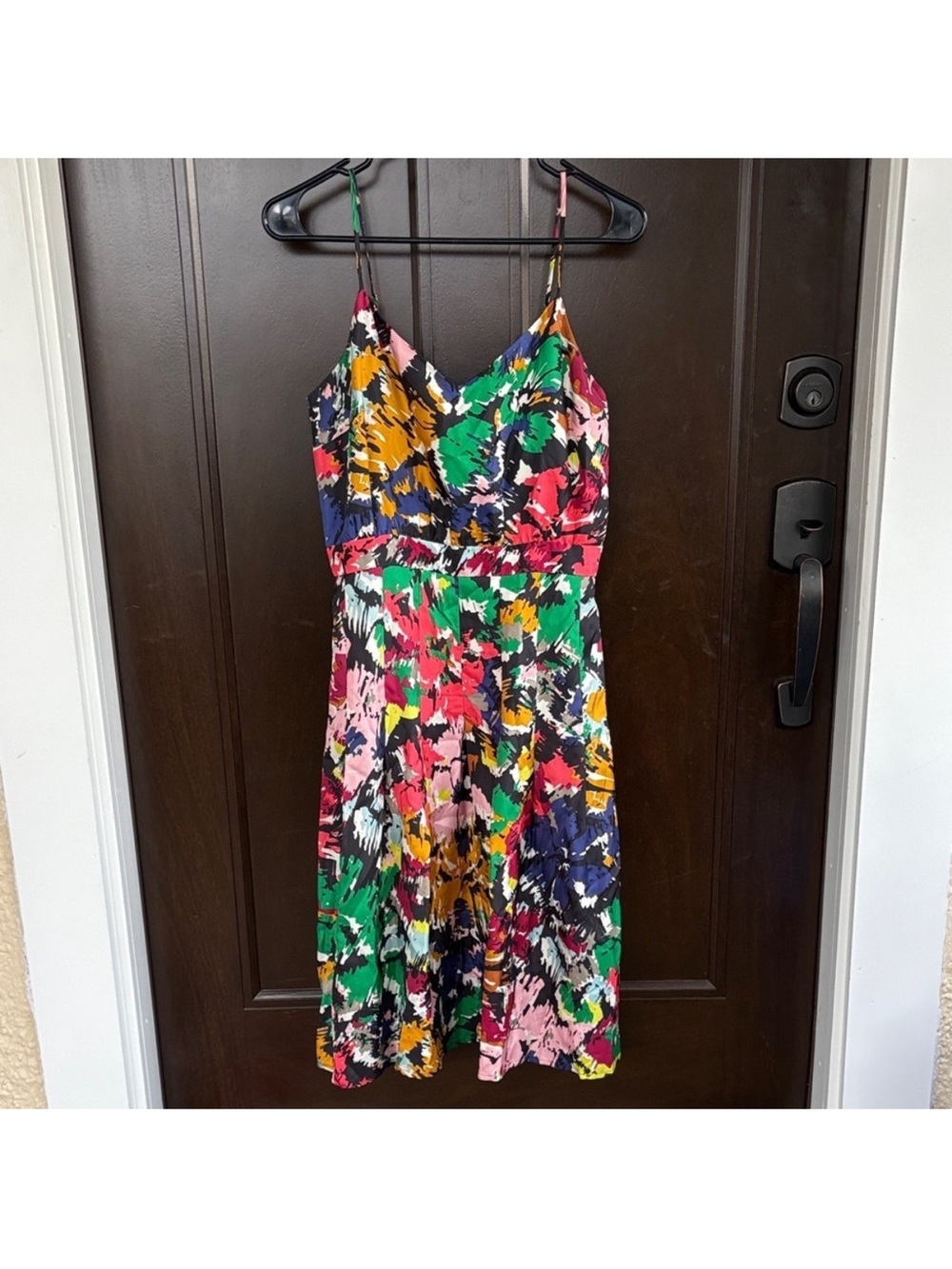 J.Crew 100% Silk Brushstroke Abstract Floral Fit & Flare Dress Size 2 Lined - Picture 4 of 13